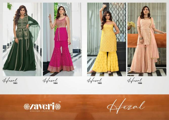 Zaveri Hezal New Heavy Georgette Festive Wear Designer Ready Made Suit Collection